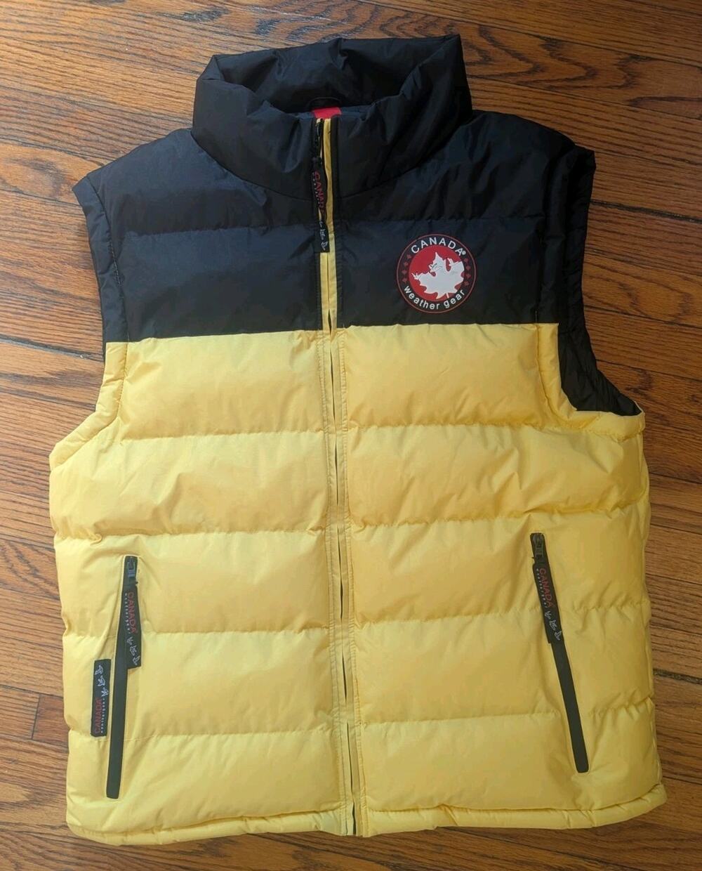 Canada Weathergear Super Triple Goose Down Puffer Vest XL Black Red Zip Double